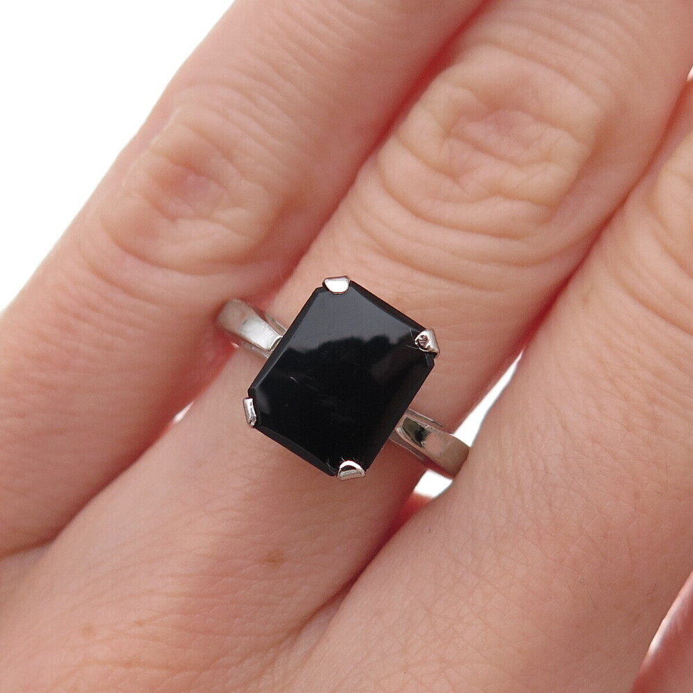 Gainsboro & Vargas 925 Sterling Silver Vintage Real Black Onyx Ring Size 6